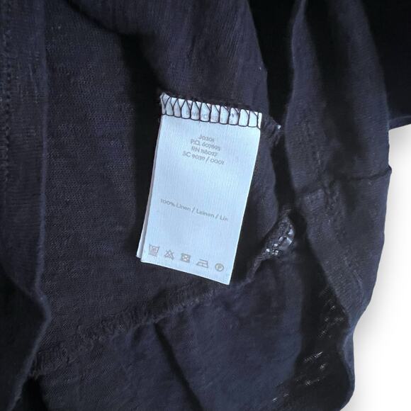 Boden 100% Linen Ruffle Peplum Top Women’s Size S 3/4 Bell Sleeves Navy Blue - Picture 5 of 7